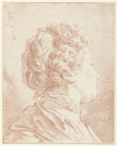 Naisen pää oikealle päin ja pitsikaulus tekijältä François Boucher (possibly)