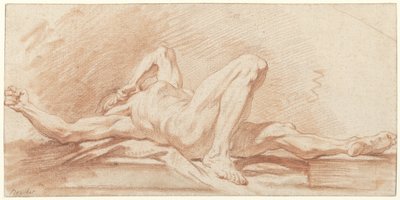 Tutkimus makuuasennosta alastomasta miehestä tekijältä François Boucher (possibly)
