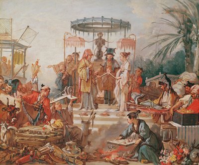 Kiinalainen avioliitto, opiskelu kuvakudossarjakuvaa varten, n. 1742 tekijältä François Boucher