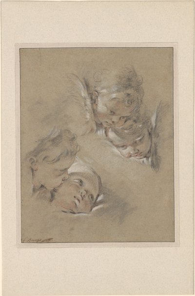 Boucher - Neljä kerubien päätä, III, 104b. tekijältä François Boucher