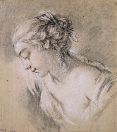 Tytön rintakuva profiilissa vasemmalla, 1700-luvun puoliväli tekijältä François Boucher