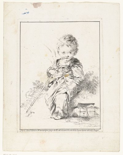 Pieni nuokaisija Le petit Savoyard Neljä printtiä lapsilla (sarjan nimi) tekijältä François Boucher