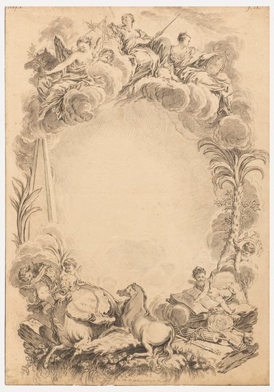 Suunnittelu escutcheonille William Earl Cowperin (noin 1665-1723) kunniaksi tekijältä François Boucher