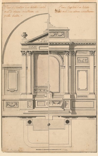 Piirustus, alttaritaulun korkeusnäkymä, n. 1770. tekijältä François Boucher