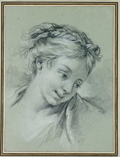 Oikealle katsovan tytön pää tekijältä François Boucher