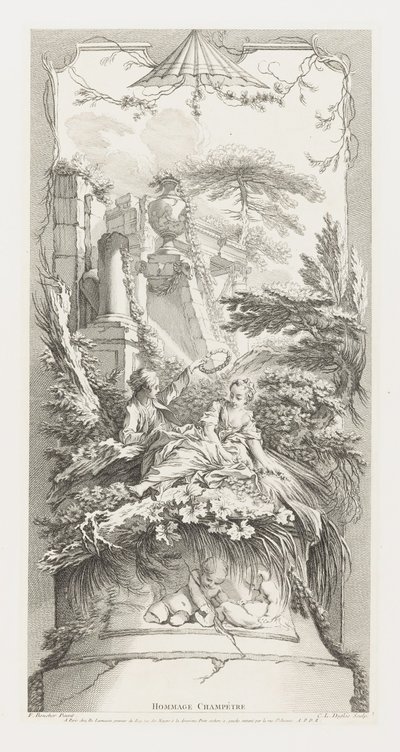 Hommage Champètre (Pastorale) teoksessa Nouveaux Morceaux pour des Paravents [Uusia käsitteitä näytöille]. tekijältä François Boucher