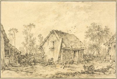 Maisema maalaismaisella mökillä tekijältä François Boucher