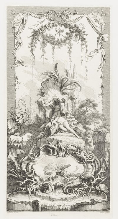 Léda teoksessa Uudet konseptit näytöille [Morceaux pour des paravents]. tekijältä François Boucher
