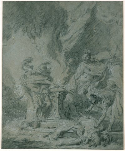 Mucius Scaevola laittaa kätensä tuleen tekijältä François Boucher