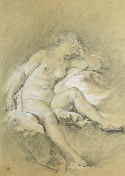 Alaston nuori nainen istuu, unessa; Alaston ja istuva nuori nainen nukkumassa, tekijältä François Boucher