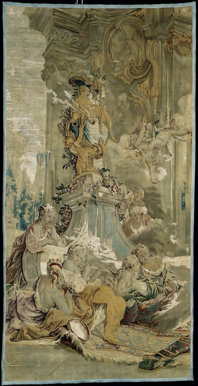 Psyken tulo Amorin palatsiin [vasen katkelma], teoksesta Psyken tarina (The Story of Psyche) tekijältä François Boucher