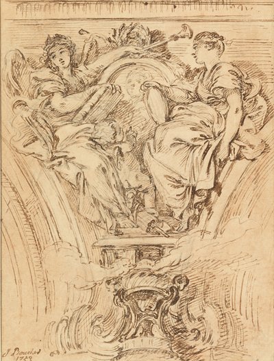 Reunus koristelu:  Ludvig XV:n suosionosoitukset. tekijältä François Boucher