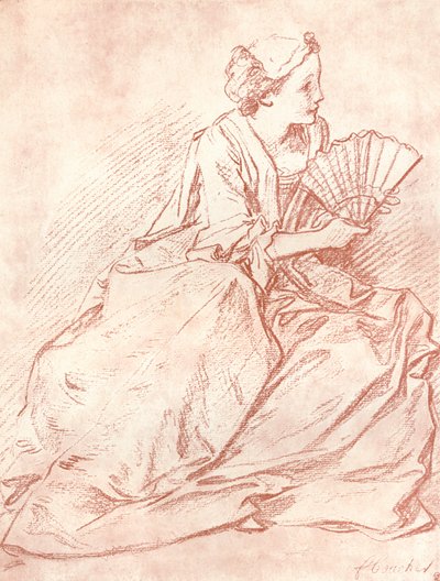 Nainen viuhkan kanssa, 1700-luku tekijältä François Boucher