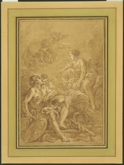 Venus käskee Vulcanusta valmistamaan aseet Aeneasta varten. tekijältä François Boucher
