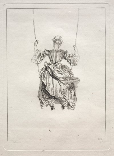 Nainen keinussa takaa katsottuna tekijältä François Boucher