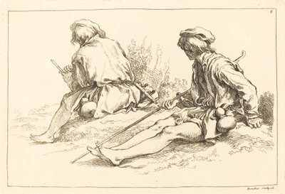 Istuvia paimenpoikia tekijältä François Boucher after Abraham Bloemaert