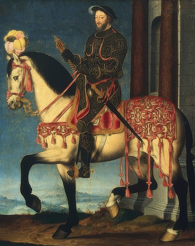 Ranskan kuninkaan Franz I:n ratsastusmuotokuva. Noin 1540 tekijältä François Clouet