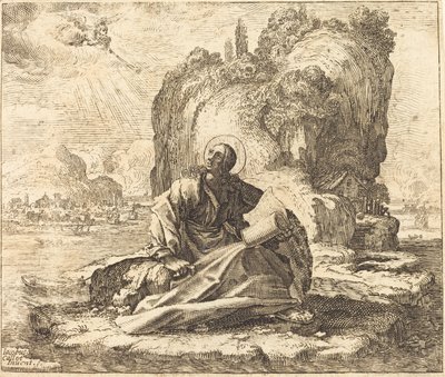 Pyhä Johannes Patmossaarella tekijältä François Collignon after Jacques Callot