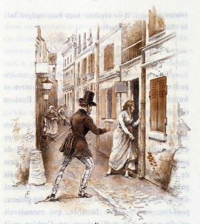 Kuva "" Profile of grisette""", joka kuuluu Receuil "" Mimi de Pinson" -yhtiölle Alfred de Musset tekijältä François Courboin