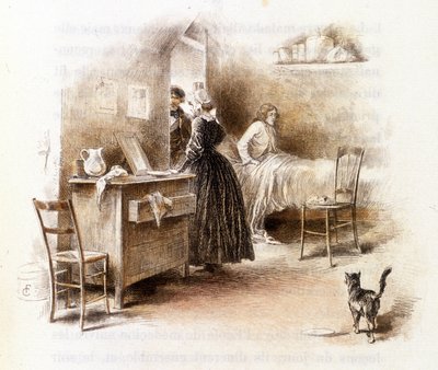Kuva "" Profile of grisette""", joka kuuluu Receuil "" Mimi de Pinson" -yhtiölle Alfred de Musset tekijältä François Courboin