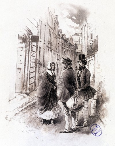 Kuva "" Profile of grisette""", joka kuuluu Receuil "" Mimi de Pinson" -yhtiölle Alfred de Musset tekijältä François Courboin