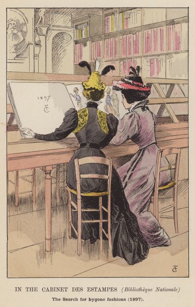 Cabinet des Estampes, Bibliotheque Nationale, menneiden muodin etsintä, 1897 tekijältä François Courboin