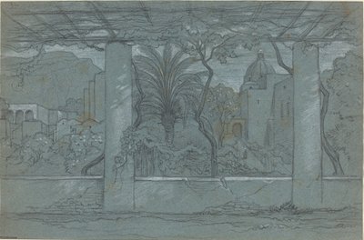 Terassi ja puutarha Caprilla [recto] tekijältä François Edouard Bertin