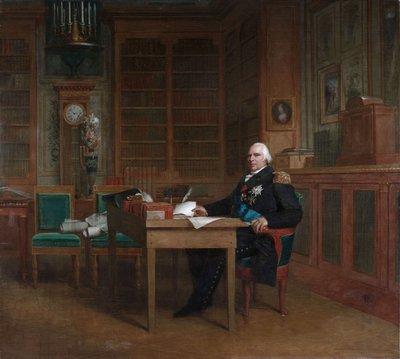 Kuningas Ludvig XVIII työhuoneessaan Tuileriesissa tekijältä François Gérard