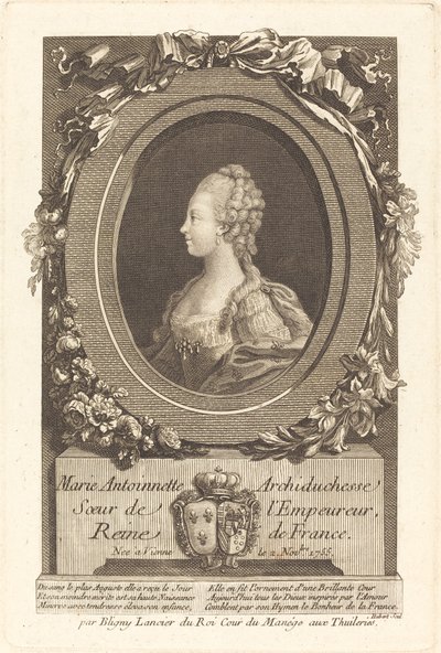 Marie Antoinette tekijältä François Hubert after Honore Thomas Bligny