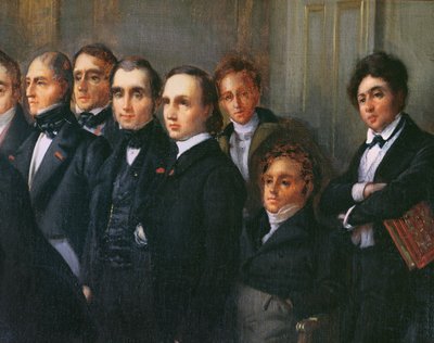 Luento Comedie Francaisen aulassa, 26. toukokuuta 1828 (yksityiskohta) tekijältä François Joseph Heim