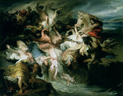 Gaius Mariuksen (n. 157-86 eKr.) Teutonien ja Cimbrin tappio (öljy paperille kankaalle) tekijältä François Joseph Heim