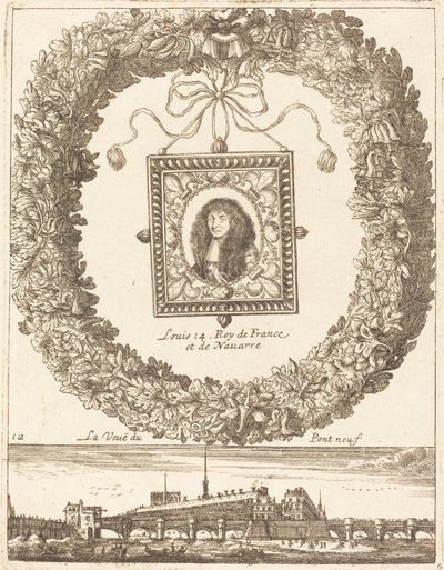 Näkymä Pont Neufille; Ludvig XIV Ranskan ja Navarran kuningas tekijältä François Le Febvre