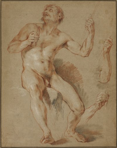 Hercules istuu, opiskelee Herkules ja Omphale tekijältä François Le Moyne