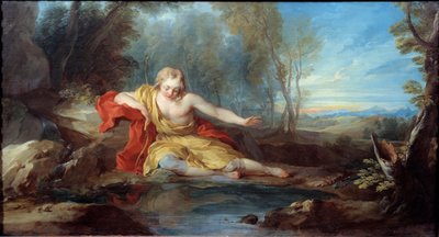 Narcisse miettii heijastustaan (Narciso) Francois le Moynen (1688-1737) maalaus 1700-luku tekijältä François Lemoyne