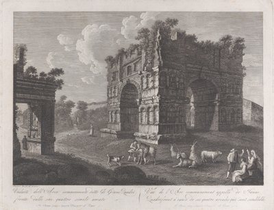 Näkymä Januksen kaarelle, paimenet ja vuohet etualalla, 1795-1800., 1795-1800. tekijältä François Morel
