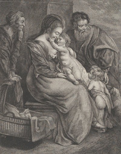 Pyhä perhe Pyhän Elisabetin ja Pyhän Johannes Kastajan kanssa, n. 1780. tekijältä François R. F. Brichet