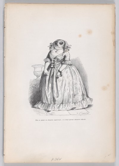 Hän esiintyi ylivertaisena pöllönä ja oli vain naurettava pöllö Scenes from..., ca. 1837-47. tekijältä François Rouget