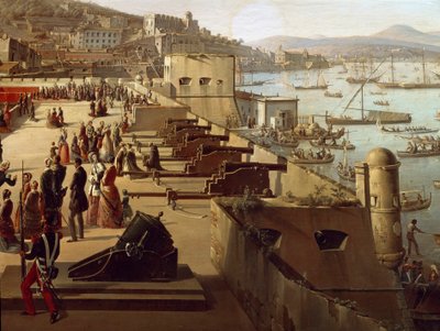 Aseet Detail Fortressissa. Frans Vervloetin (1795-1872) maalaus Napoli, Museo Nazionale di San Martino tekijältä François Vervloet