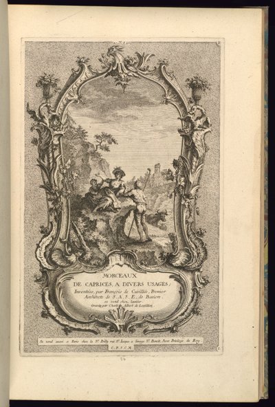 Suunnittelu Cartouchelle, jossa on isot ja pienet lokerot tekijältä François de Cuvilliés the Elder