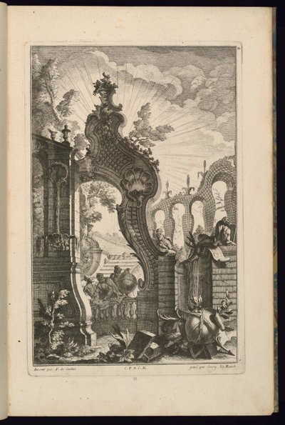 Suunnittelu Trelliswork Arches -suihkulähteelle tekijältä François de Cuvilliés the Elder