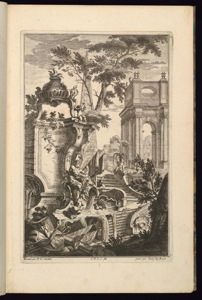 Suunnittelu Fountain with a River God tekijältä François de Cuvilliés the Elder