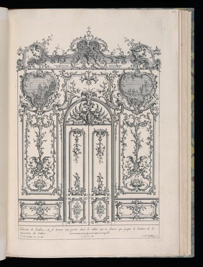 Seinä kaksoisovella, Livre de Lambris (Wainscotingin kirja) tekijältä François de Cuvilliés the Elder