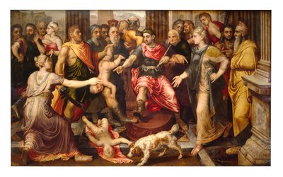 Salomonin tuomio (öljy paneeliin) tekijältä Frans Floris