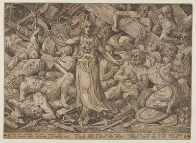 Victoria sotavankien ja sotatrofeiden ympäröimänä tekijältä Frans Floris I