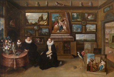 Kunstkammer avioparin ja heidän poikansa kanssa, 1600-luvun ensimmäinen kolmannes. tekijältä Frans Francken the Younger