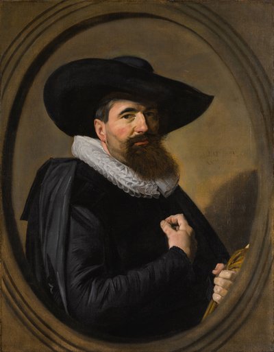 Hollanti: Portret van een man Miehen muotokuva, jolla on hattu ja röyhelökaulus tekijältä Frans Hals