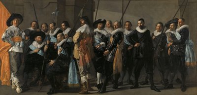 Piirin XI miliisikomppania kapteeni Reynier Reaelin komennolla, joka tunnetaan nimellä "niukka komppania" Amsterdamin XI. piirin upseerit ja muut vartijat kapteeni Reijnier Reaelin ja luutnantti Cornelis Michielsz Blaeuwin johdolla, tekijältä Frans Hals