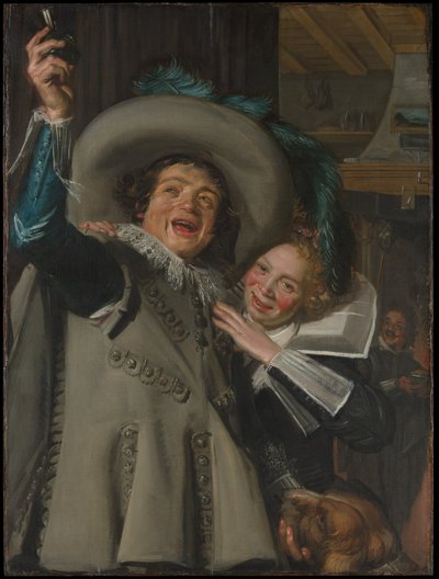 Nuori mies ja nainen majatalossa tekijältä Frans Hals