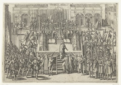 Teline Egmondin ja Hornen mestauksen jälkeen, 1568 tekijältä Frans Hogenberg (attributed to)
