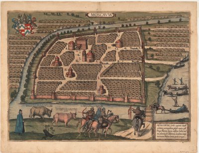 1500-luvun Moskovan kartta Lähde: Civitates orbis terrarium, 1575 tekijältä Frans Hogenberg